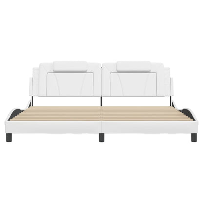 Bedframe Met Led-Verlichting Kunstleer Wit 200X200 Cm