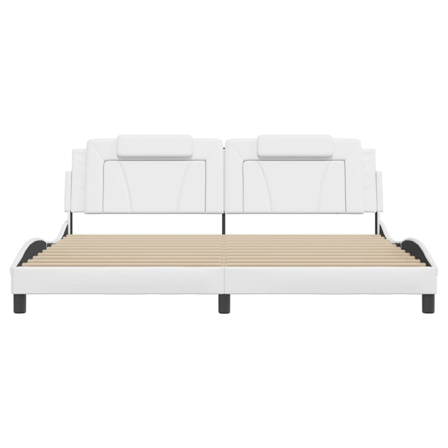 Bedframe Met Led-Verlichting Kunstleer Wit 200X200 Cm
