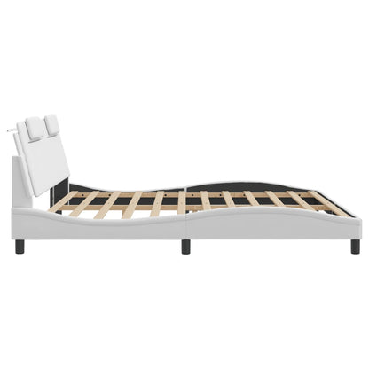 Bedframe Met Led-Verlichting Kunstleer Wit 200X200 Cm