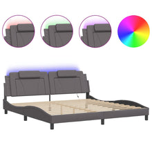 Bedframe Met Led-Verlichting Kunstleer Grijs 200X200 Cm