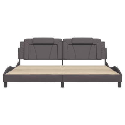 Bedframe Met Led-Verlichting Kunstleer Grijs 200X200 Cm