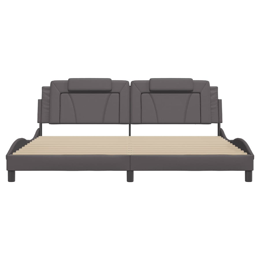 Bedframe Met Led-Verlichting Kunstleer Grijs 200X200 Cm