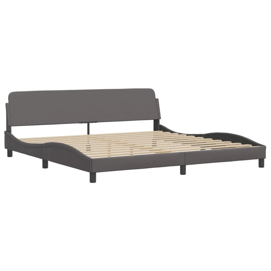 Bedframe Met Led-Verlichting Kunstleer Grijs 200X200 Cm