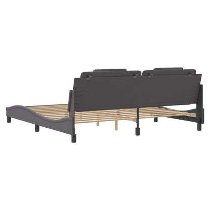Bedframe Met Led-Verlichting Kunstleer Grijs 200X200 Cm