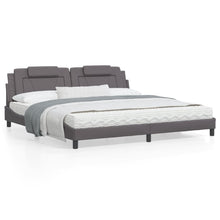Bedframe Met Led-Verlichting Kunstleer Grijs 200X200 Cm