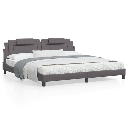 Bedframe Met Led-Verlichting Kunstleer Grijs 200X200 Cm