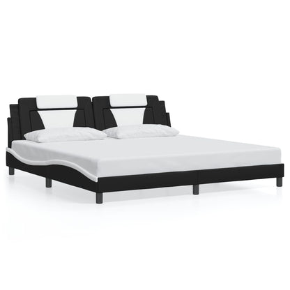 Bedframe Met Led-Verlichting Kunstleer 200 x 200 cm Zwart en wit
