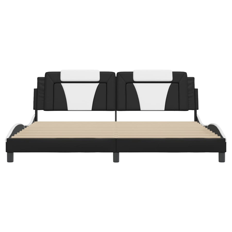 Bedframe Met Led-Verlichting Kunstleer 200 x 200 cm Zwart en wit