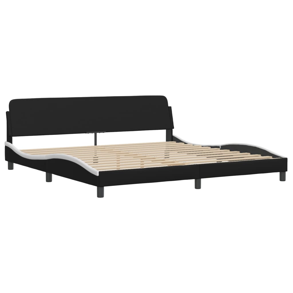 Bedframe Met Led-Verlichting Kunstleer 200 x 200 cm Zwart en wit