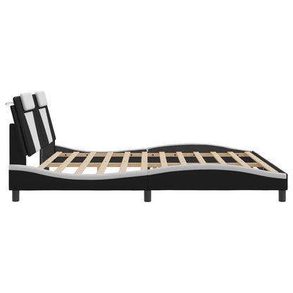 Bedframe Met Led-Verlichting Kunstleer 200 x 200 cm Zwart en wit