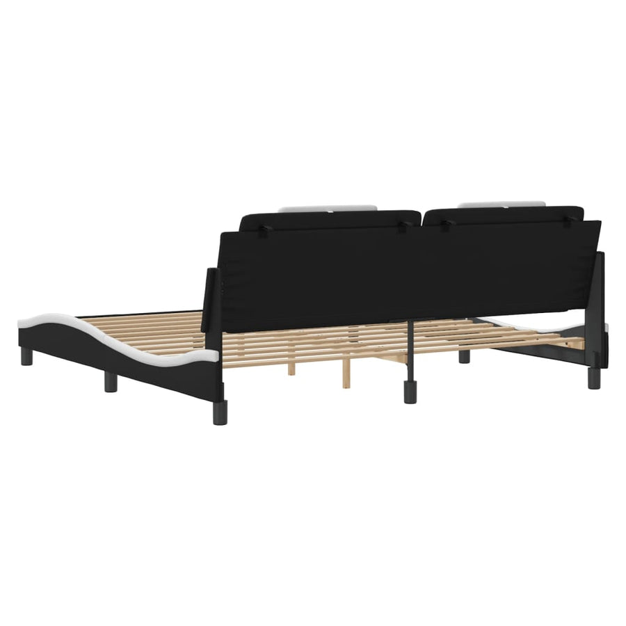 Bedframe Met Led-Verlichting Kunstleer 200 x 200 cm Zwart en wit