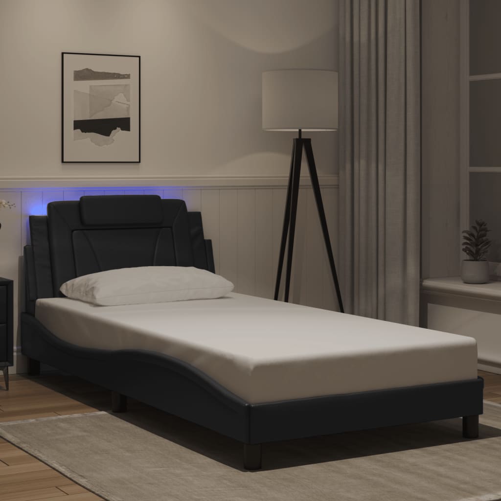 Bedframe "Viana" met LED zonder matras zwart 100x203 cm