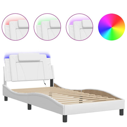 Bedframe "Viana" met LED zonder matras wit 100x203 cm