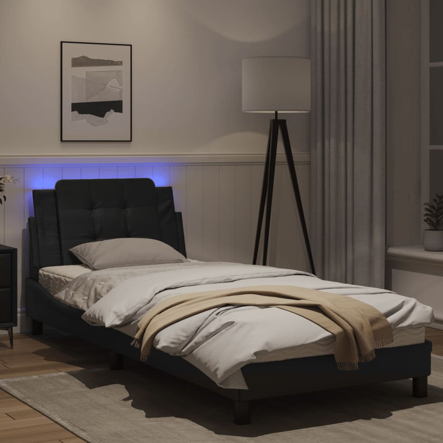 Bedframe met LED-verlichting kunstleer zwart 80x200 cm