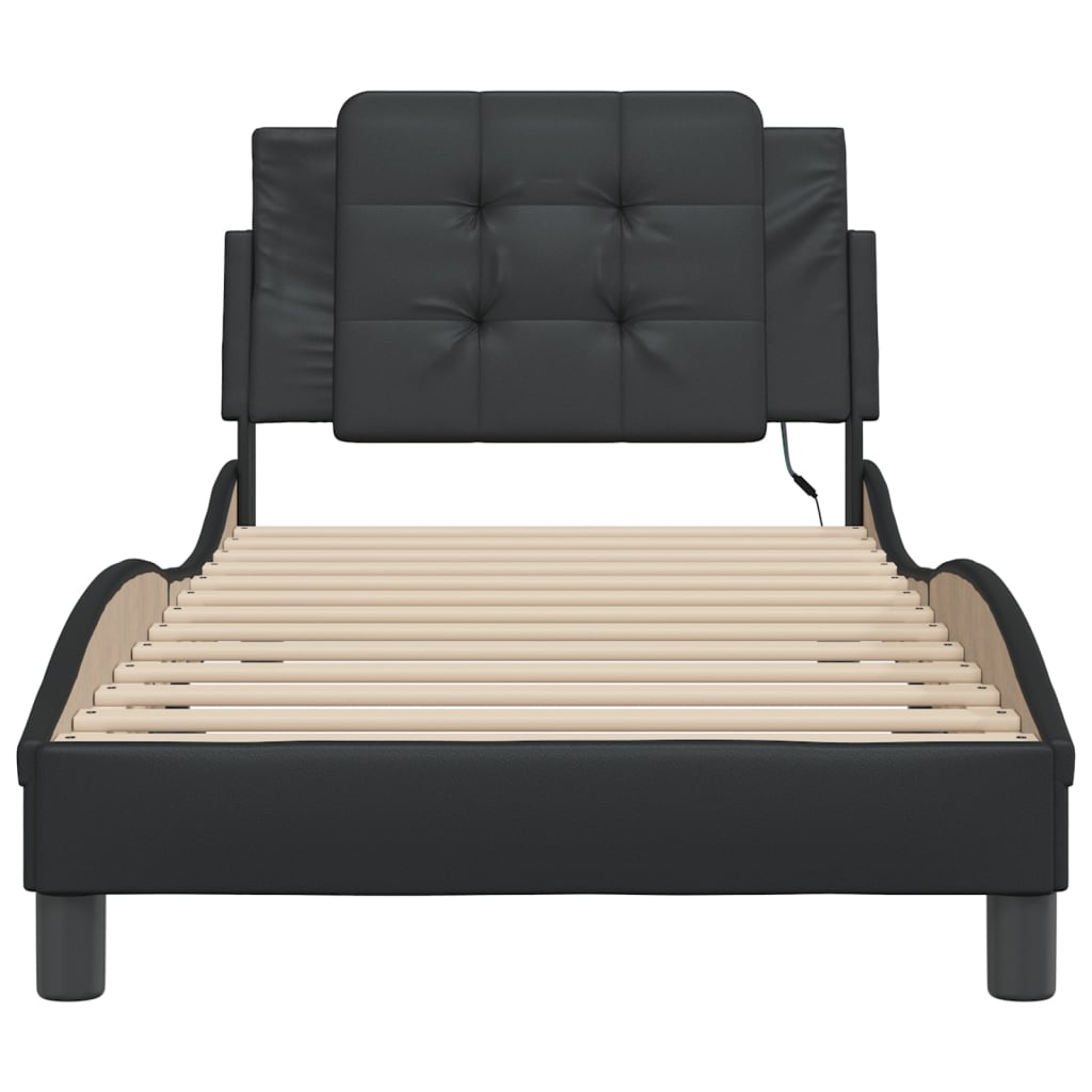 Bedframe met LED-verlichting kunstleer zwart 80x200 cm