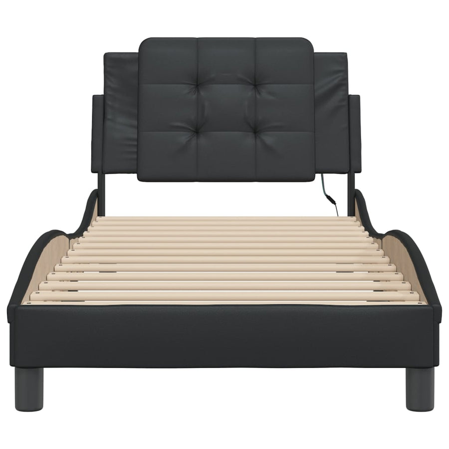 Bedframe met LED-verlichting kunstleer zwart 80x200 cm