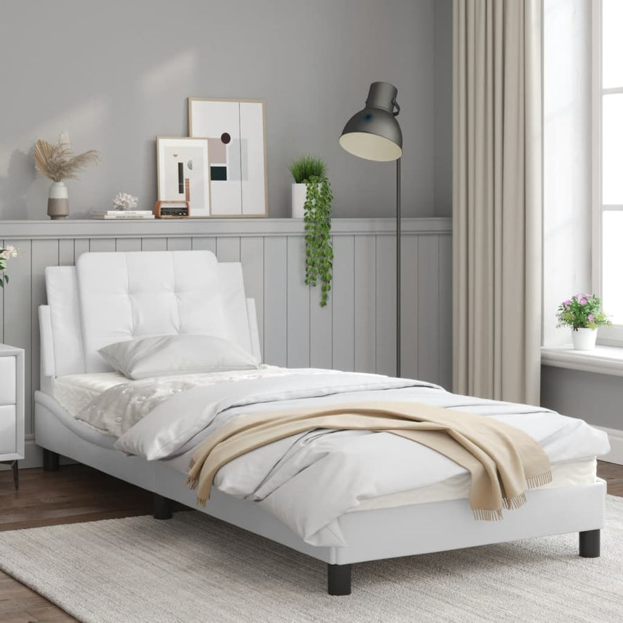 Bedframe met LED-verlichting kunstleer wit 80x200 cm