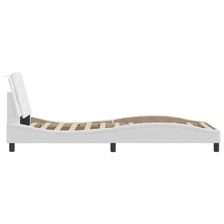 Bedframe met LED-verlichting kunstleer wit 80x200 cm