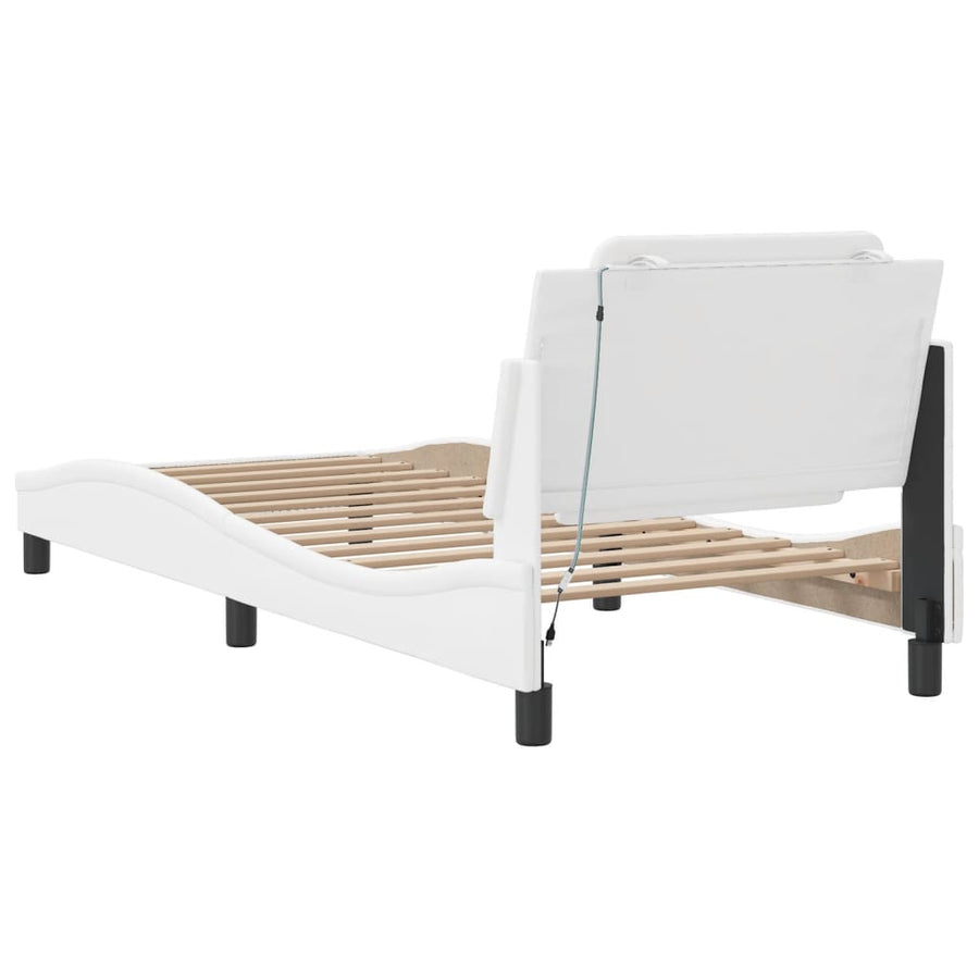 Bedframe met LED-verlichting kunstleer wit 80x200 cm