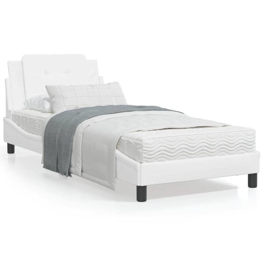 Bedframe met LED-verlichting kunstleer wit 80x200 cm