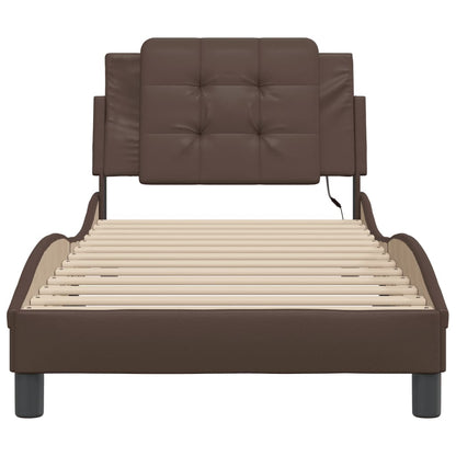 Bedframe met LED-verlichting kunstleer bruin 80x200 cm