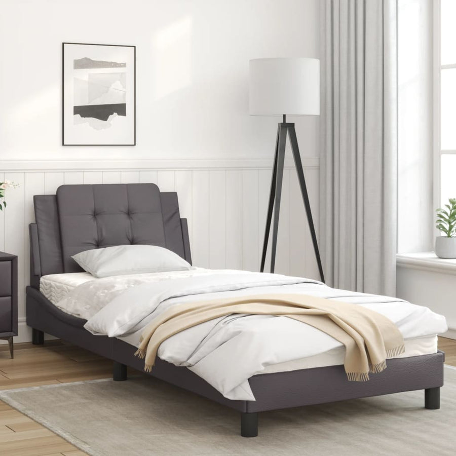 Bedframe met LED-verlichting kunstleer grijs 80x200 cm