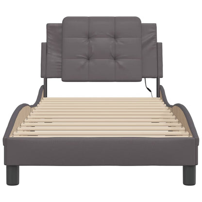 Bedframe met LED-verlichting kunstleer grijs 80x200 cm