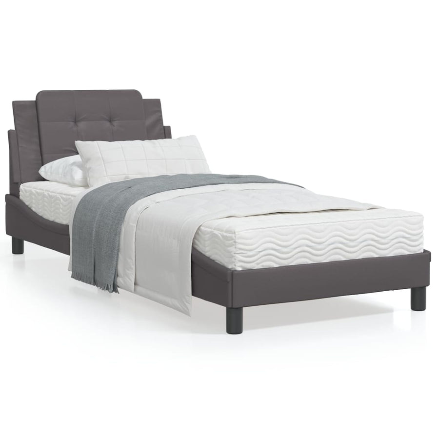 Bedframe met LED-verlichting kunstleer grijs 80x200 cm