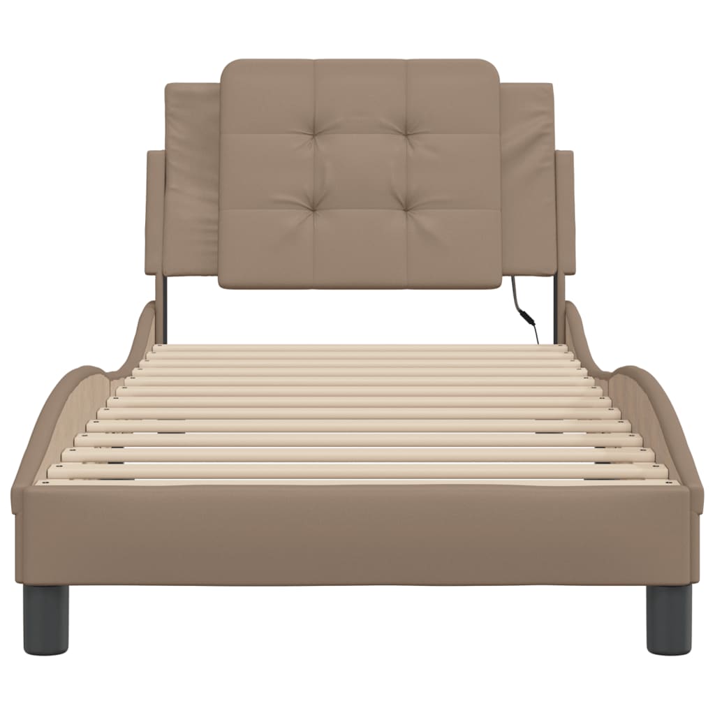 Bedframe met LED-verlichting kunstleer cappuccino 80x200 cm