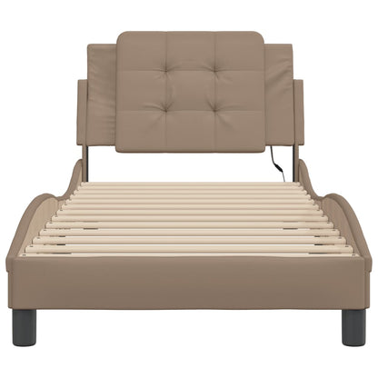 Bedframe met LED-verlichting kunstleer cappuccino 80x200 cm