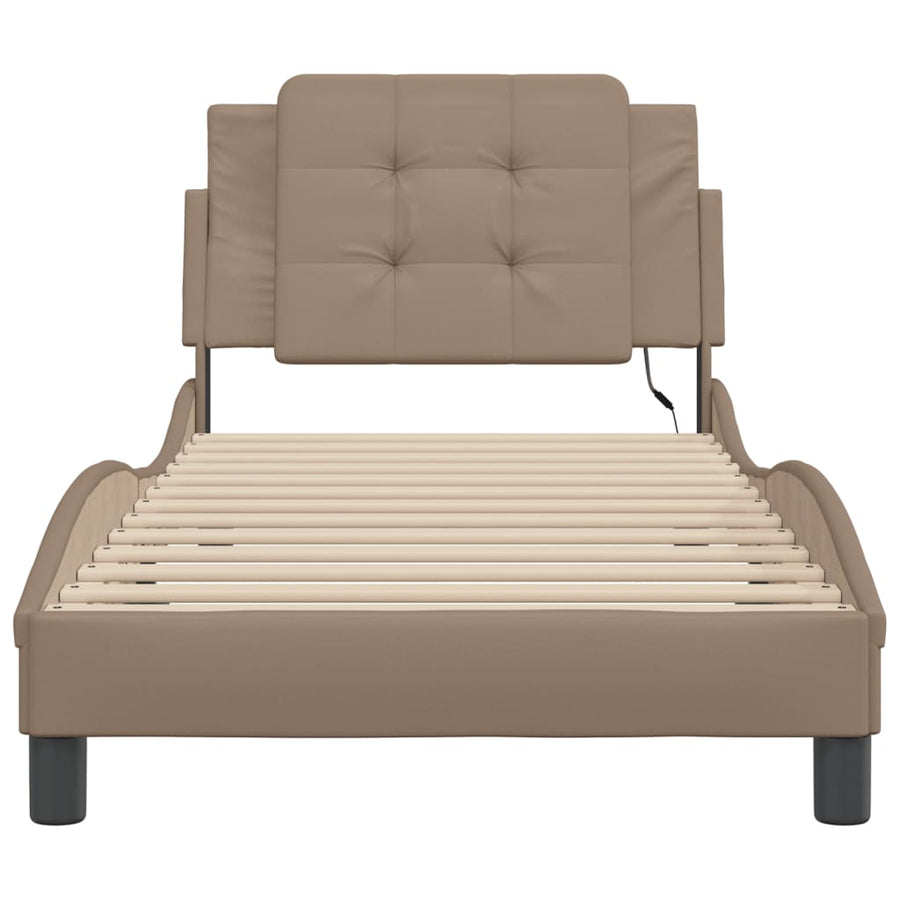Bedframe met LED-verlichting kunstleer cappuccino 80x200 cm