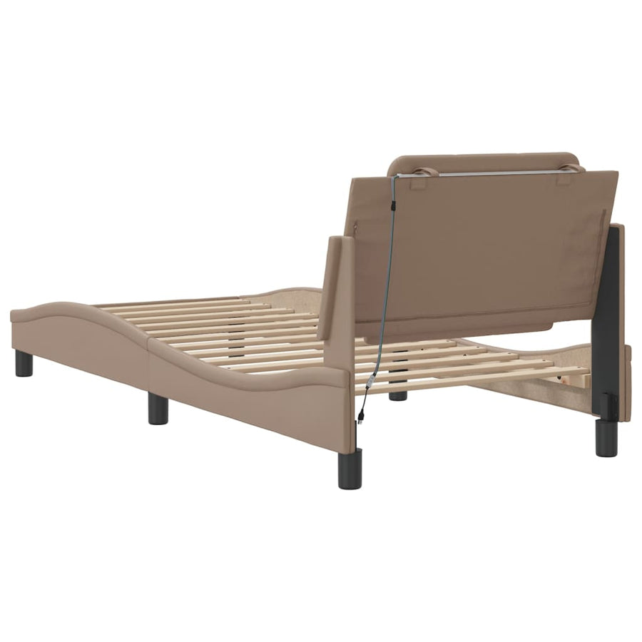 Bedframe met LED-verlichting kunstleer cappuccino 80x200 cm