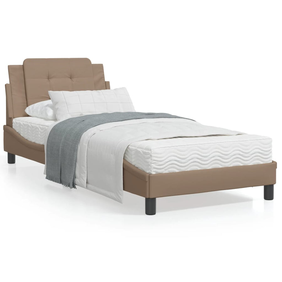 Bedframe met LED-verlichting kunstleer cappuccino 80x200 cm