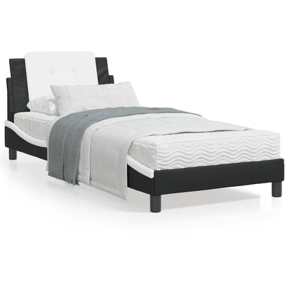 Bedframe met LED-verlichting kunstleer zwart en wit 80x200 cm