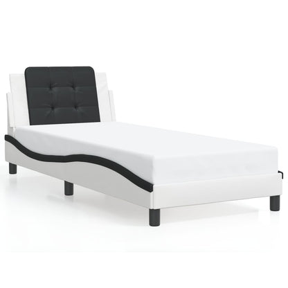 Bedframe Met Led-Verlichting Kunstleer 80 x 200 cm Wit en zwart