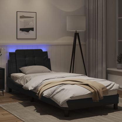 Bedframe met LED-verlichting kunstleer zwart 90x190 cm