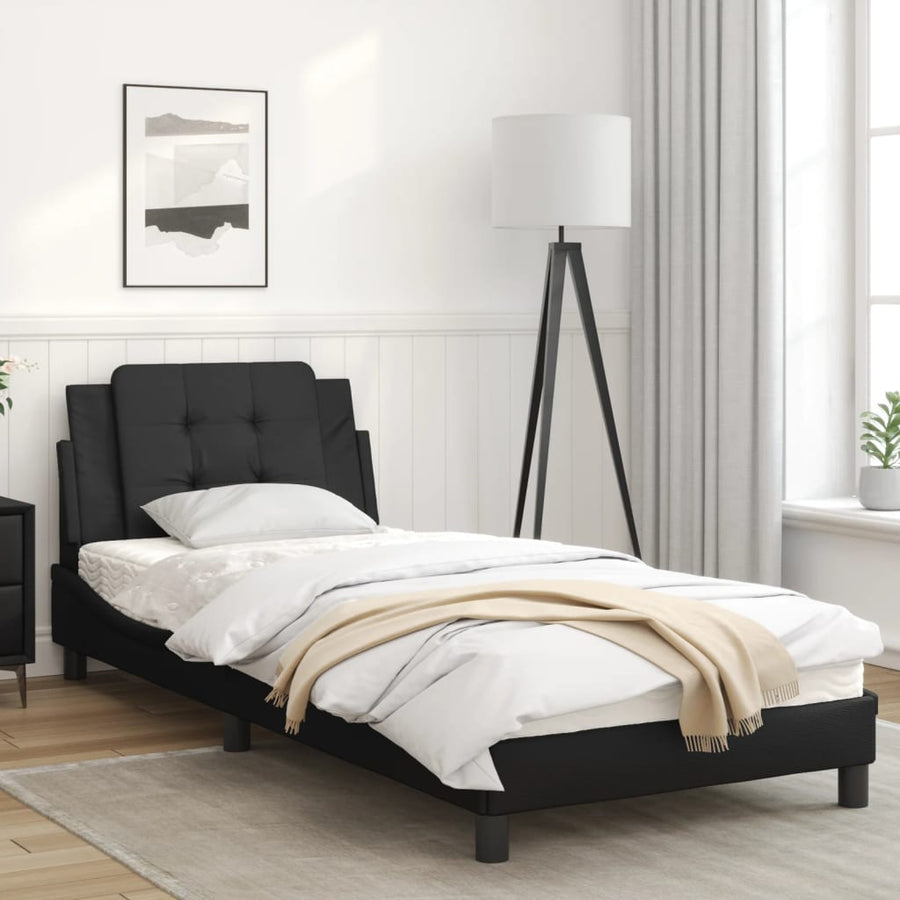 Bedframe met LED-verlichting kunstleer zwart 90x190 cm