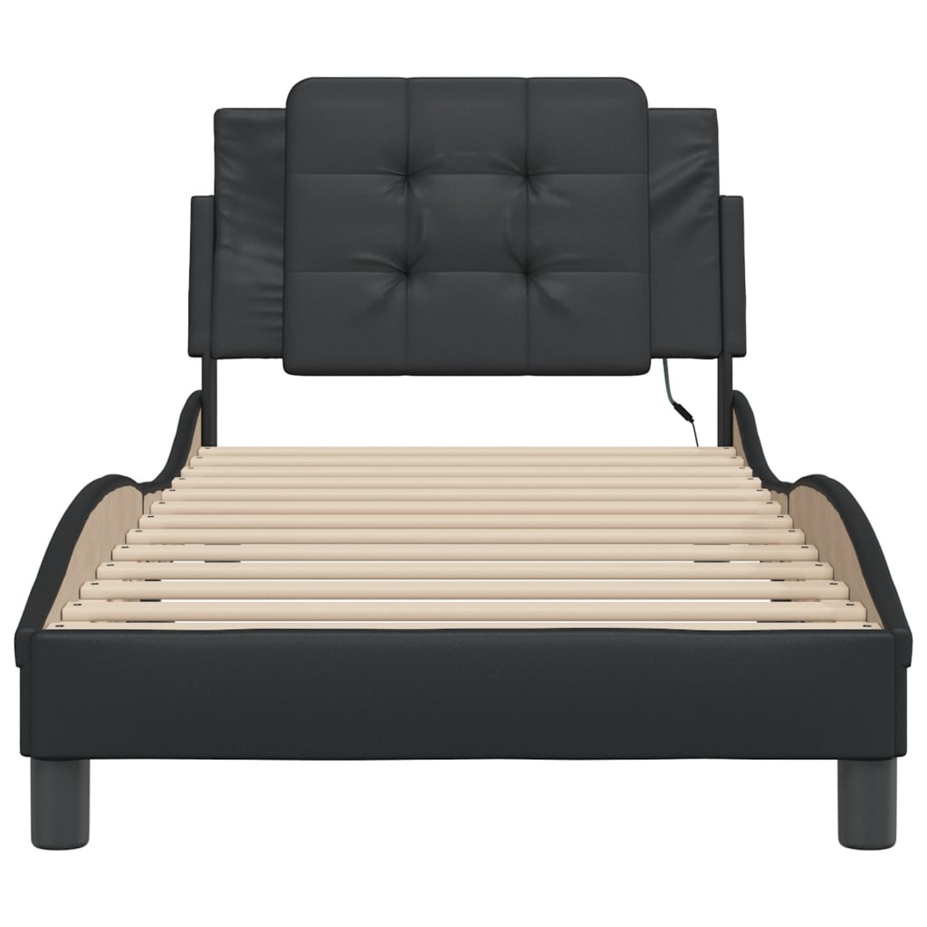 Bedframe met LED-verlichting kunstleer zwart 90x190 cm