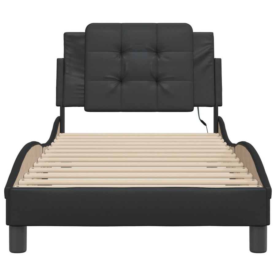Bedframe met LED-verlichting kunstleer zwart 90x190 cm