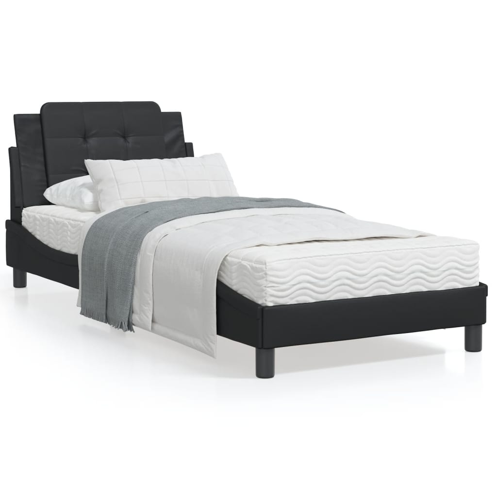 Bedframe met LED-verlichting kunstleer zwart 90x190 cm