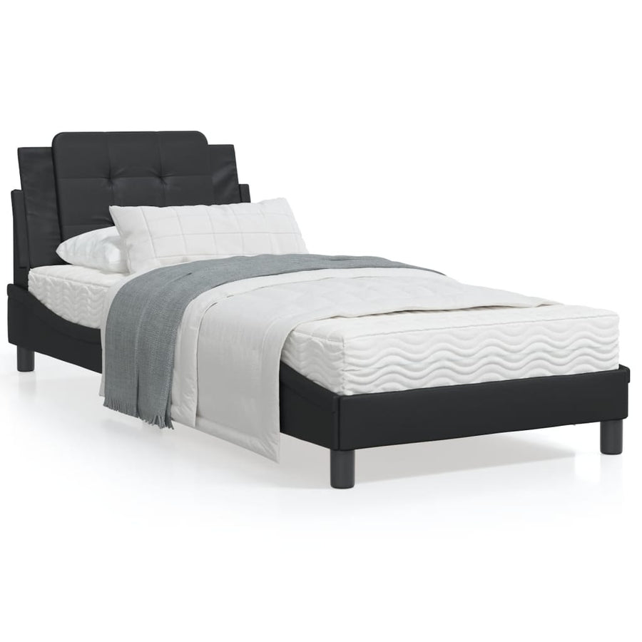 Bedframe met LED-verlichting kunstleer zwart 90x190 cm