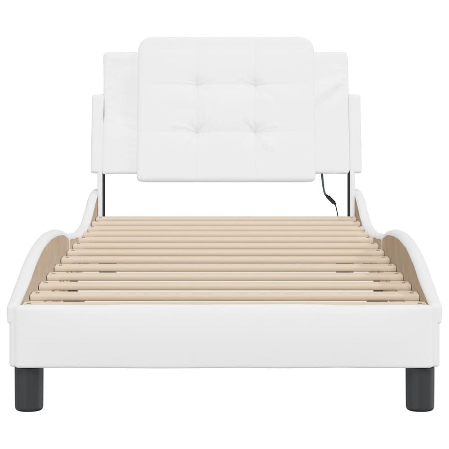 Bedframe met LED-verlichting kunstleer wit 90x190 cm
