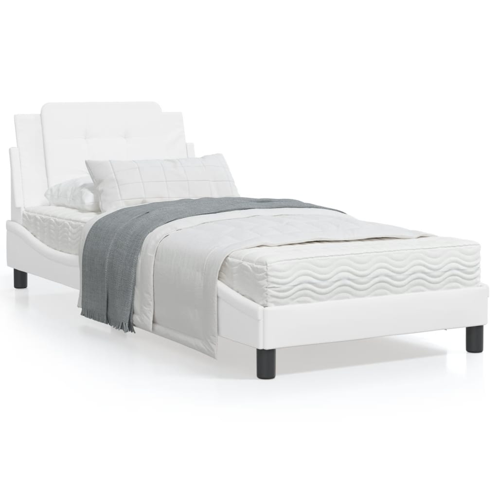 Bedframe met LED-verlichting kunstleer wit 90x190 cm