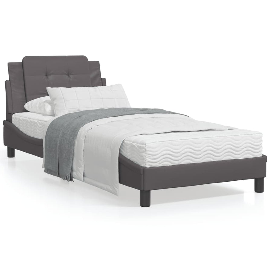 Bedframe met LED-verlichting kunstleer grijs 90x190 cm