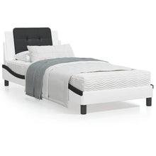 Bedframe met LED-verlichting kunstleer wit en zwart 90x190 cm