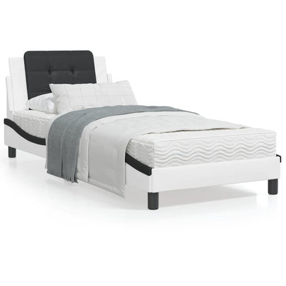 Bedframe met LED-verlichting kunstleer wit en zwart 90x190 cm