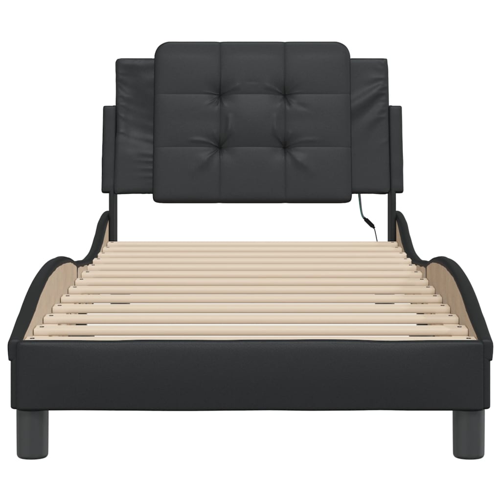 Bedframe met LED-verlichting kunstleer zwart 90x200 cm