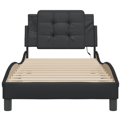 Bedframe met LED-verlichting kunstleer zwart 90x200 cm