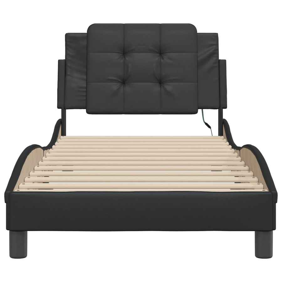 Bedframe met LED-verlichting kunstleer zwart 90x200 cm