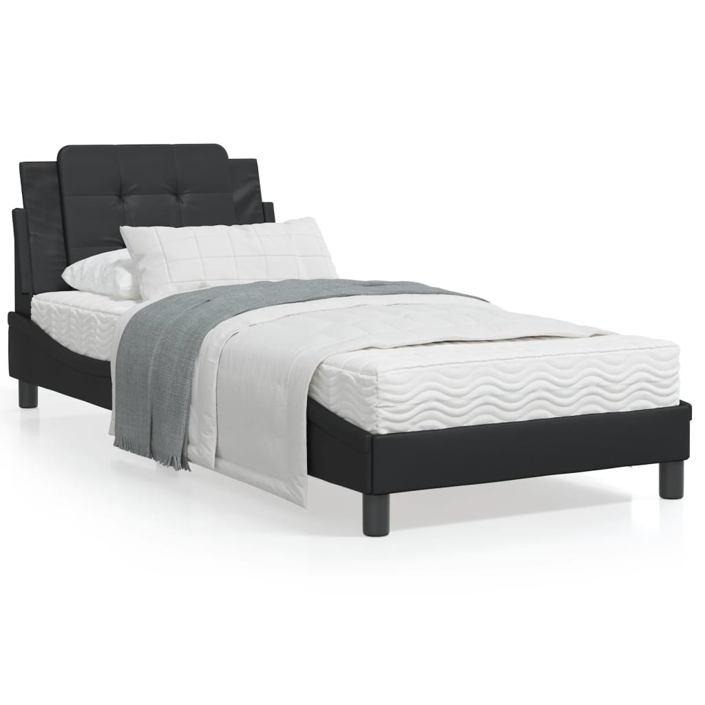 Bedframe met LED-verlichting kunstleer zwart 90x200 cm